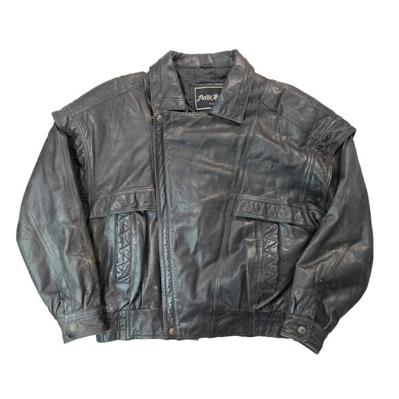 Pelle Moda American Male Vintage Black Leather Motorcycle Jacket Mens Large L